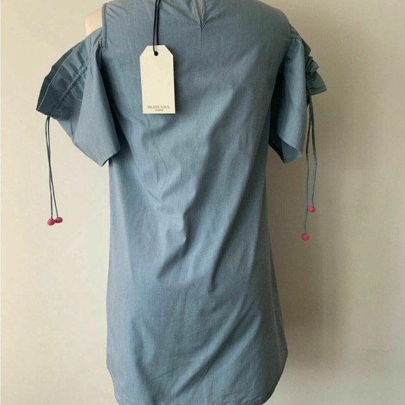 Brave Soul Gloria Cold Shoulder Chambray Dress Size S - Picture 6 of 7